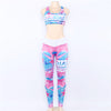 Flower Print Gym Set Women Workout Clothes Letter Stripe Yoga Set 2019 Early Autumn Fitness Clothing Women 2 Piece Workout Sets