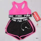 PINK Women Yoga Sets Sports Bra+Yoga Pants+Shorts Fitness Clothing Sportwear Women Yoga Suit Sports Wear For Women Gym Clothing