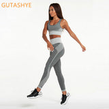 GUTA Seamless Yoga Set Women Fitness Clothing Sportswear Woman Gym Leggings Padded Push-up Strappy Sports Bra 2 Pcs Sports Suits