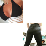 SVOKOR 2 Piece Set Women Sportwear Yoga Set Seamless Solid Stripe Gym Fitness Clothing Workout High Waist Leggings Bra