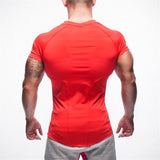 HETUAF  Quick Dry Slim Fit Tees Men Patchwork T-Shirts Compression Shirt Tops Bodybuilding Fitness V-Neck Short Sleeve T Shirt